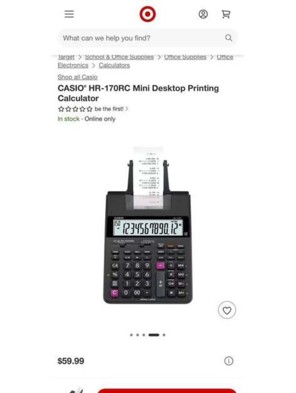 New Casio HR-170RC Mini Desktop Printing Calculator